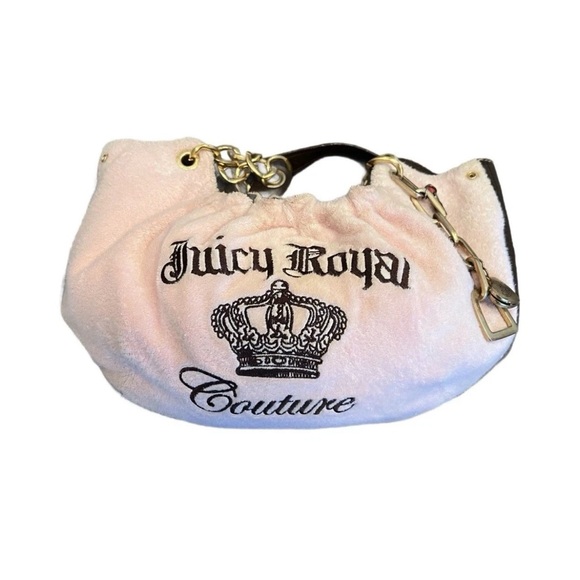Juicy Couture Pink Vintage Tote Bag Purse Terry Authentic Chain Leather Straps